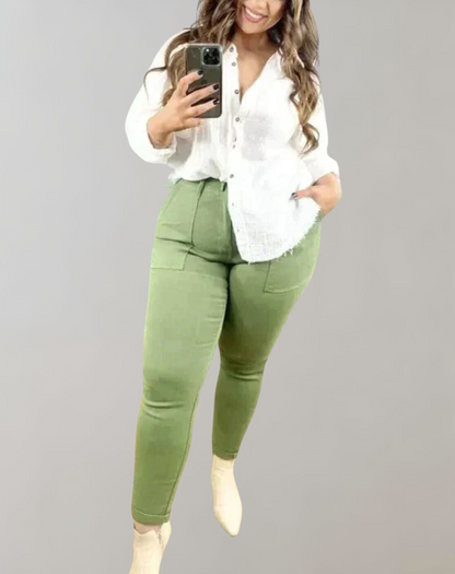 Dam Jeans Stretch Elastisk Denim Jogger-2