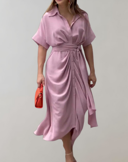 Damklänning Sommarstil Vändkrage Polyester Chic Design 10