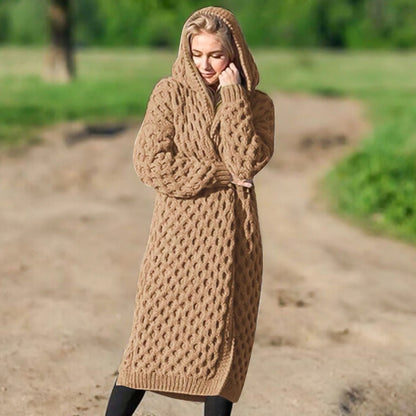 Variant image for Lång Kofta Dam Stickad Silhuett med Öppen Front och Huva-9