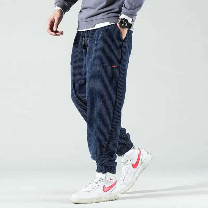 Herr Jogger Byxor Loose Fit Högkvalitativt Material-2