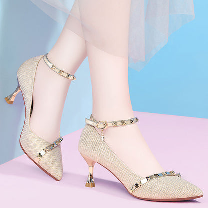 Dam Stiletto Pumps Spetsig Design PU-material-6