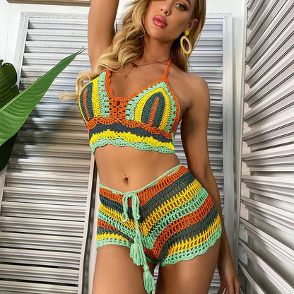 Damens Häkelbikini Set med Unik Design i Mjukt Material-4