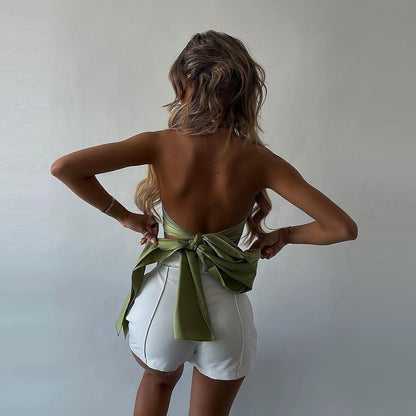 Dam Tank Top Kort Polyester Spandex Elastisk Passform-4