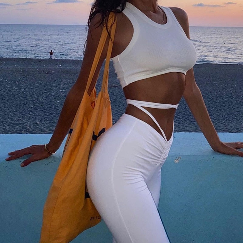 Dam Skördetopp med Dekoration Polyester-Spandex för Sommar-3