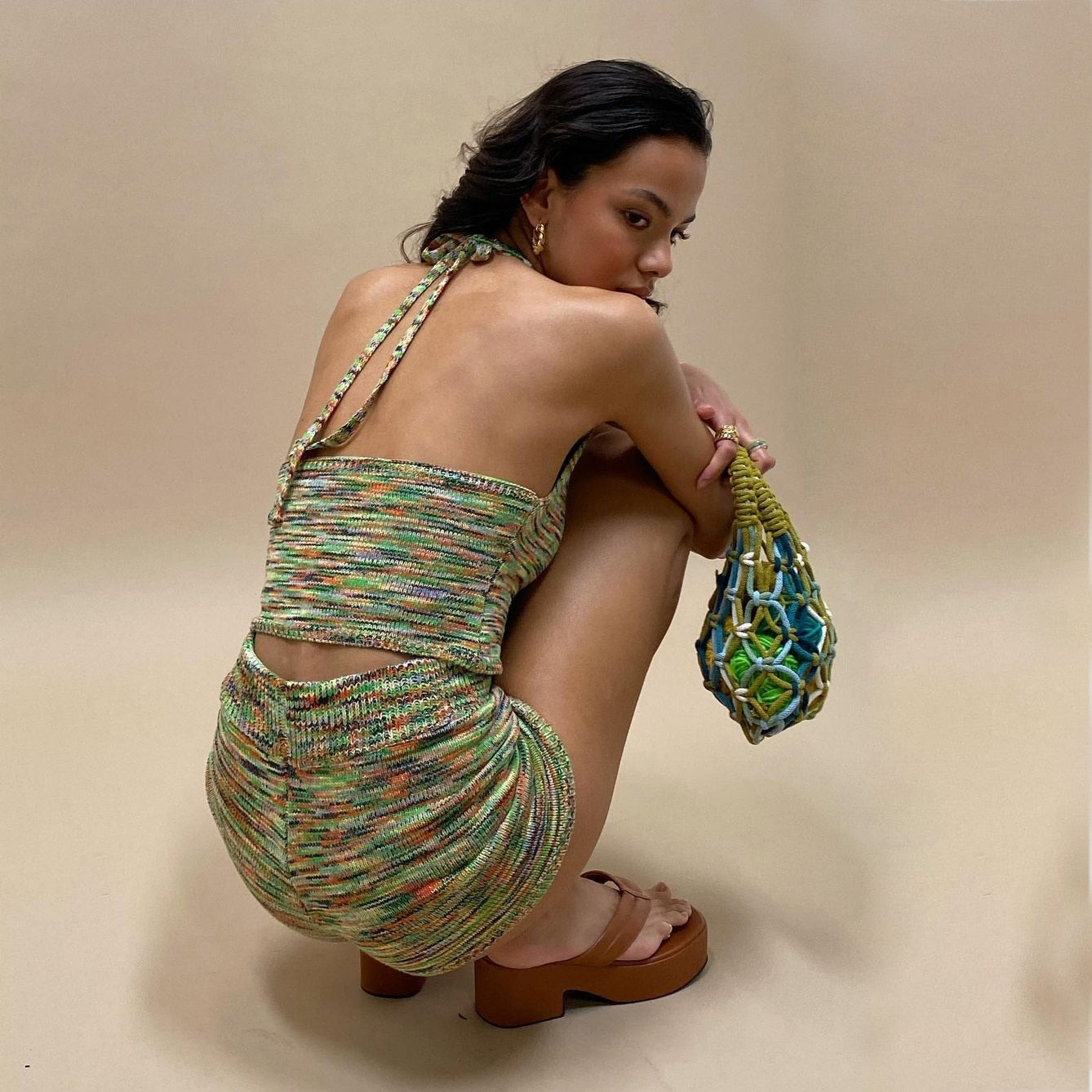 Dam Shorts Högklippta Avslappnad Bomull Spandex-3