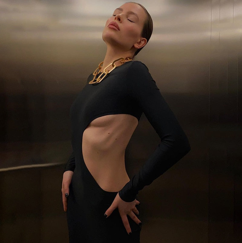 Lång Klänning Dam Maxiklänning Utan Bärare Polyester Spandex-3