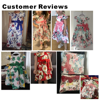 Flickor Klänning Blommotiv Knälång Polyester Satin Tyll-3