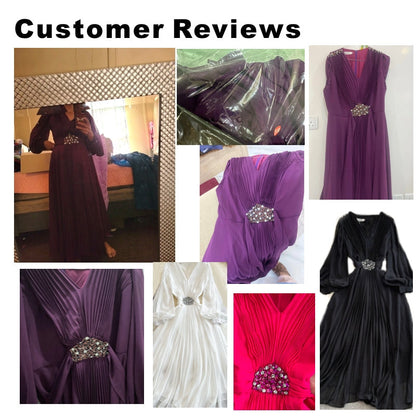 Kvinnors A-linjeformad Klänning V-ringning Chiffon med Ballongärmar-6