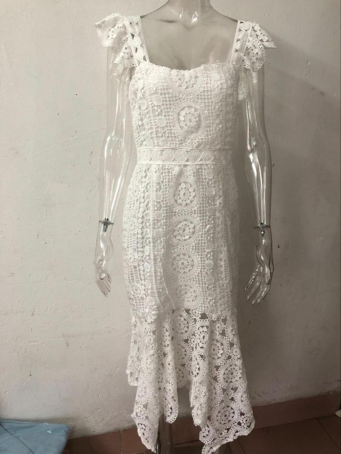 Kvinnors Miniklänning Blommig Klyvning Spaghetti Band Polyester-6