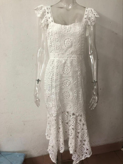 Kvinnors Miniklänning Blommig Klyvning Spaghetti Band Polyester-6