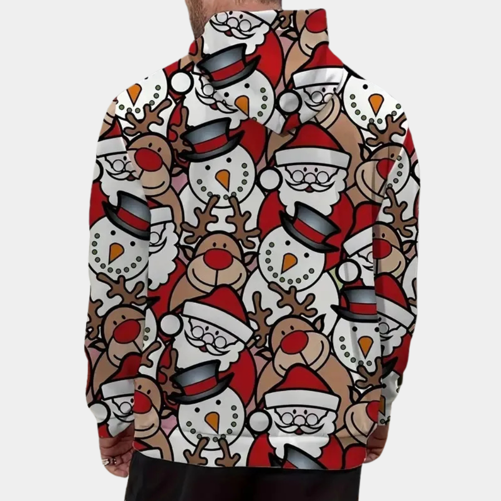 Hoodie Herr Juldesign Mjuk Bomullsblandning för Män-4