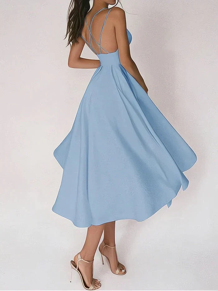 Variant image for Damklänning Ärmlös V-hals Högkvalitativt Tyg Elegant Stil-16