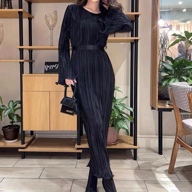 Variant image for Kvinna Lång Klänning Veckad Polyester-6