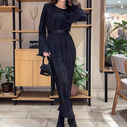 Variant image for Kvinna Lång Klänning Veckad Polyester-6