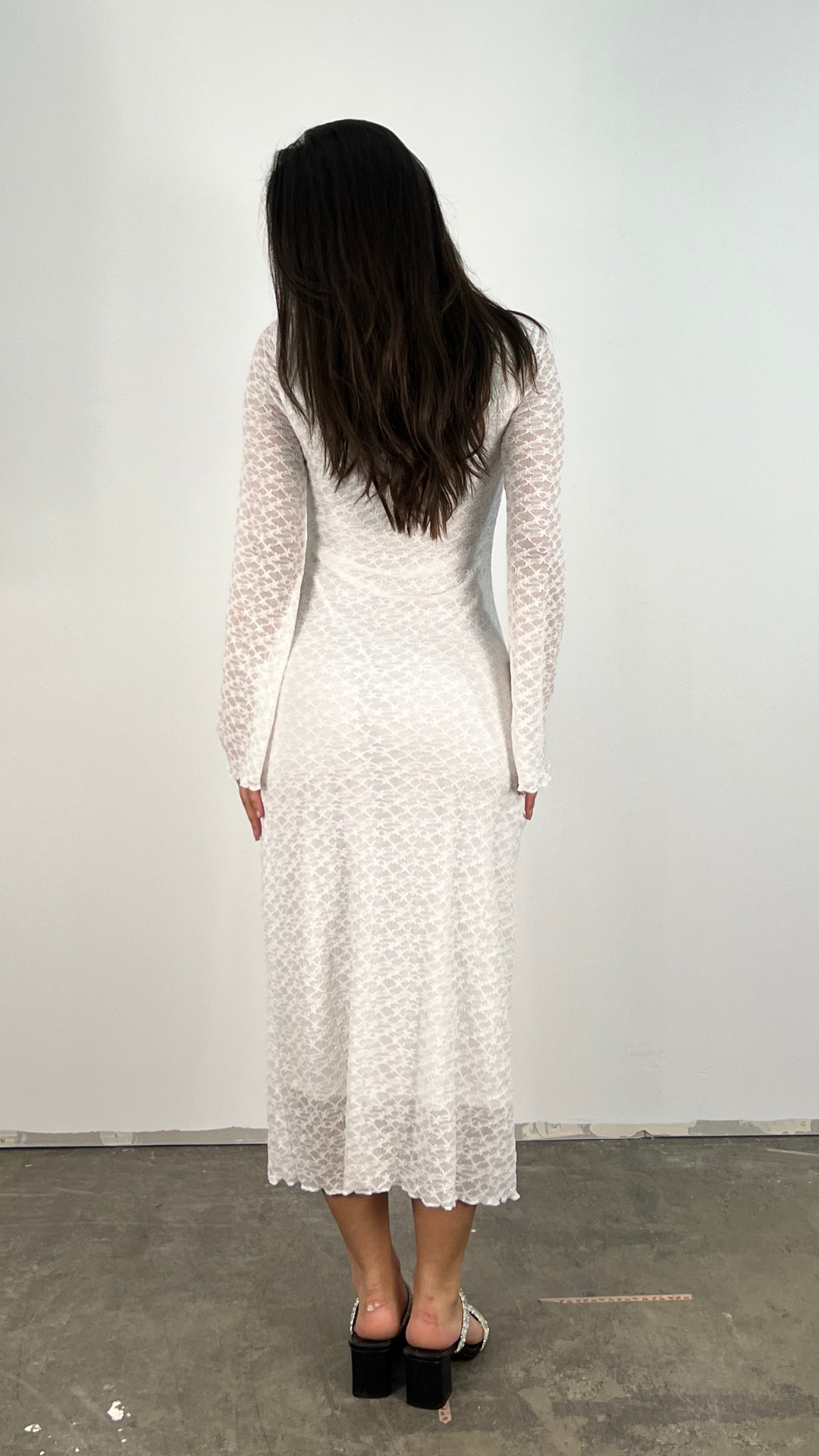 Fina Dam Klänningar Långärmad Ogenomskinlig Polyester Snäv Passform-3