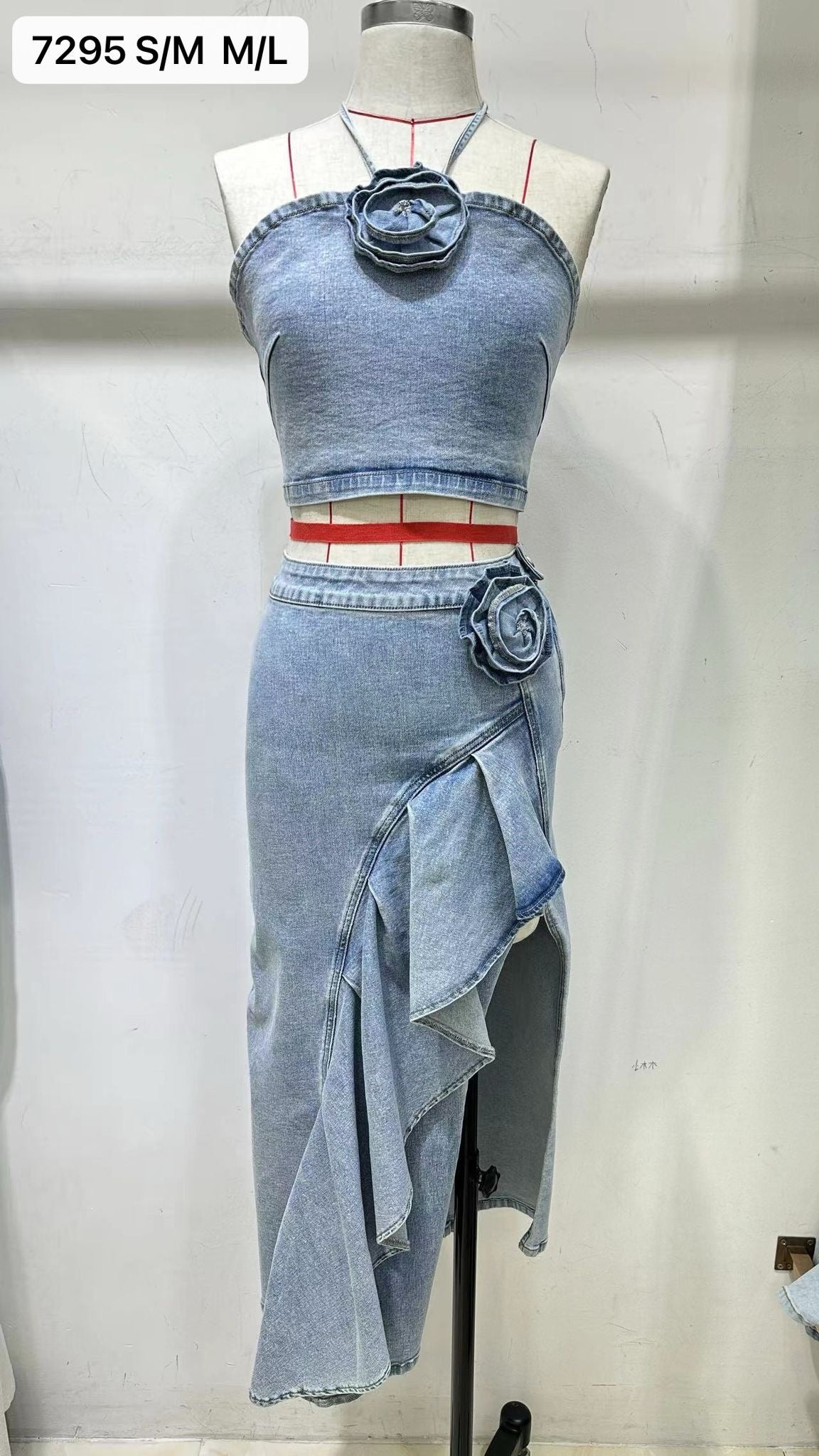 Damkläder Topp och Kjol Blommönster Högkvalitativa Tyger 4