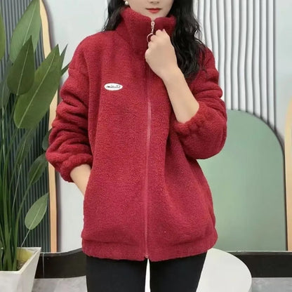 Fleecejacka Dam Vinterdesign Mjuk Polyester och Bomull-4