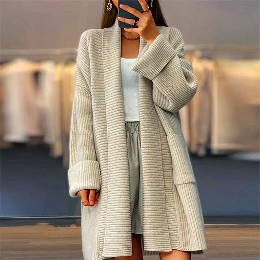 Kvinnors Cardigan Tjock Stickad Akryl-1