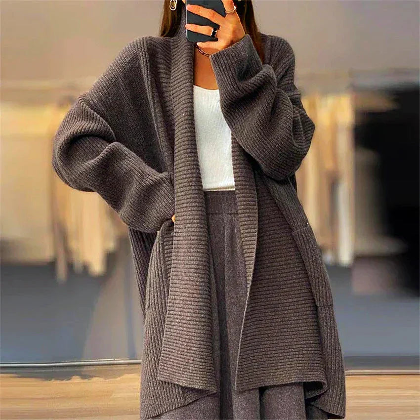 Kvinnors Cardigan Tjock Stickad Akryl-4