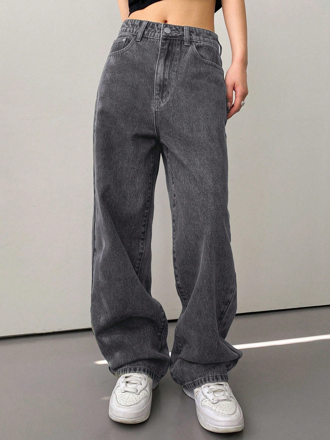 Dam Baggy Jeans Rak Benform 93% Bomull-4