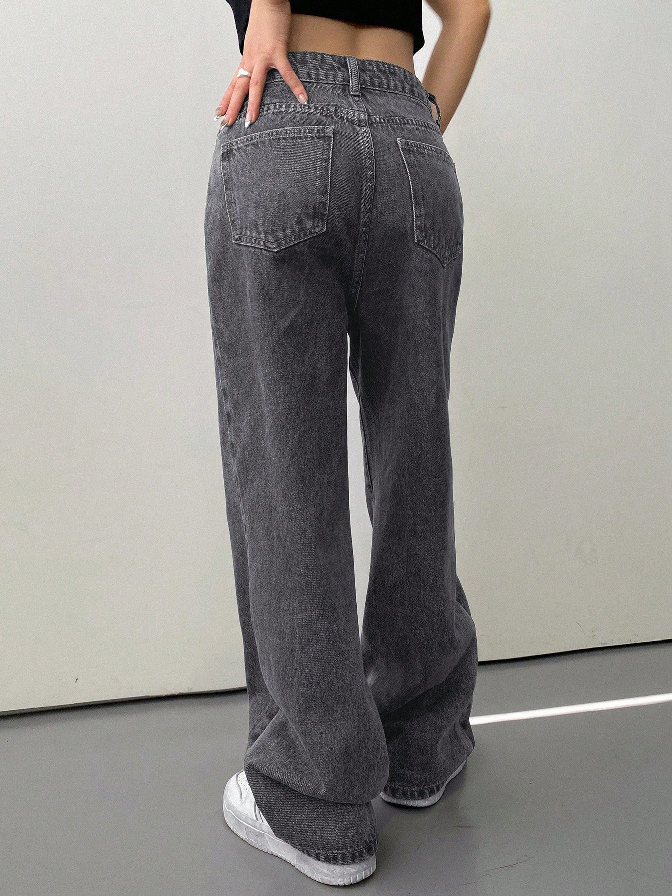 Dam Baggy Jeans Rak Benform 93% Bomull-5