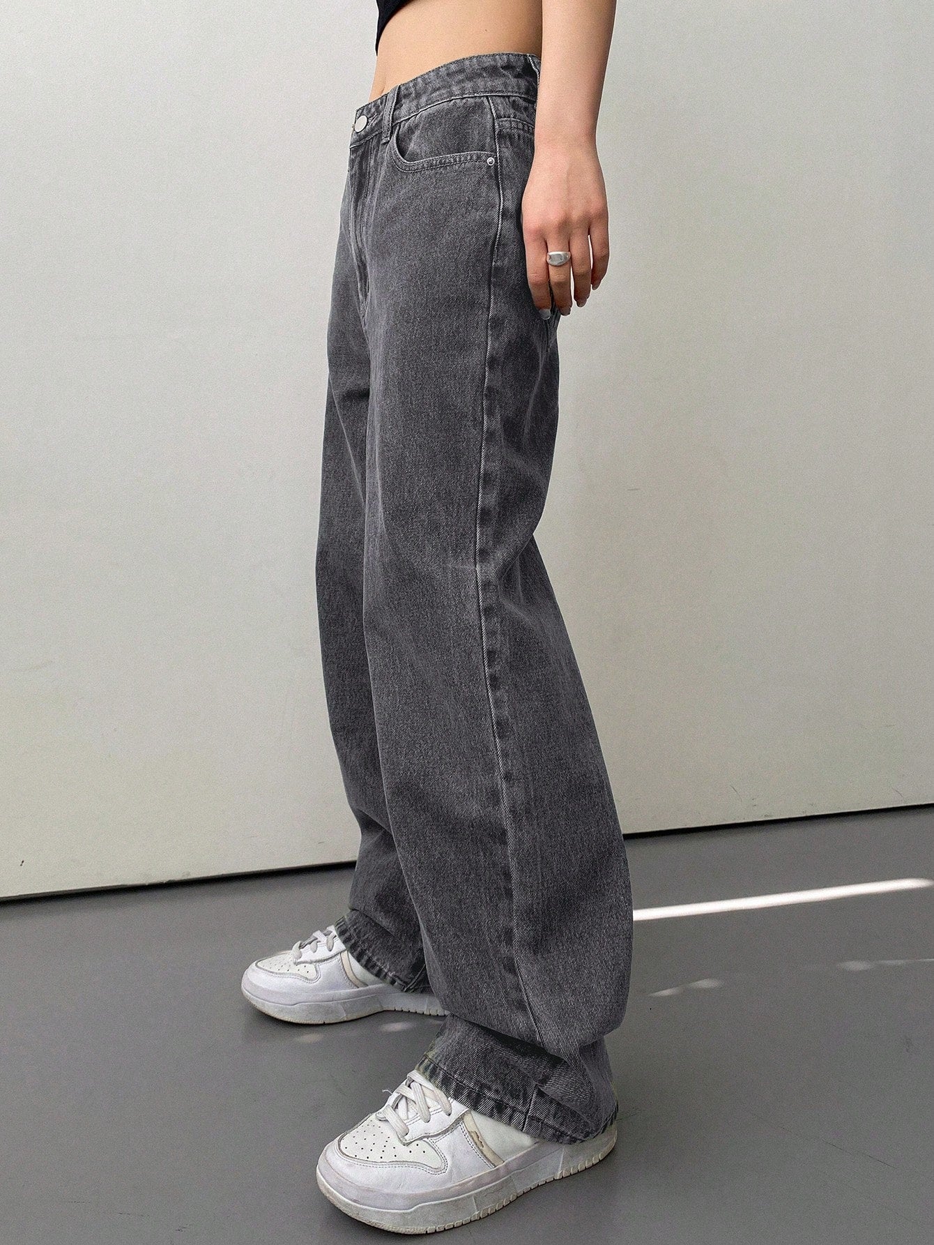 Dam Baggy Jeans Rak Benform 93% Bomull-3