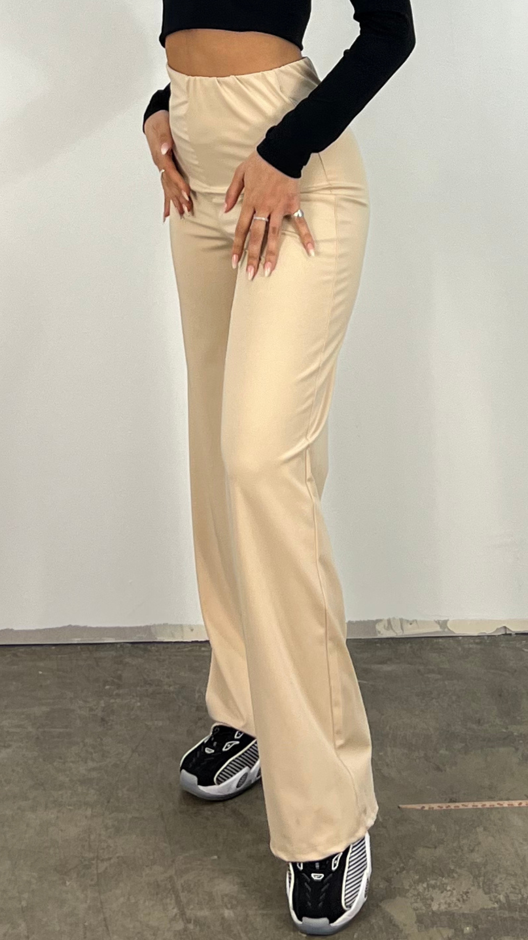 Dam Byxor Med Resår I Midjan Raka Polyester Elastan-2