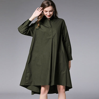 Dam Miniklänning A-linjeformad Klassisk Krage Bomull Polyester-2