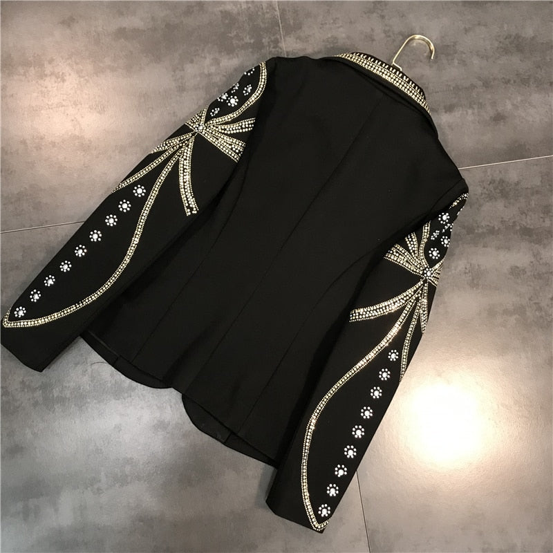 Dam Blazer Sprucken Krage Hög Midja 100% Bomull-2