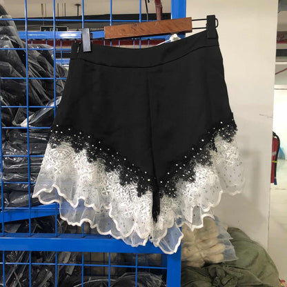 Dam Bermudashorts Hög Midja Bomull Patchwork-5