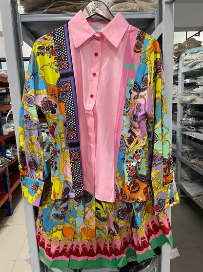 Dam Rockuppsättning Bohemiska Byxor Polyester och Tröja för Sommarkläder-5