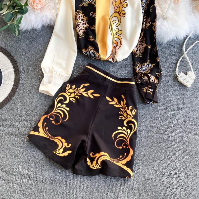 Damshorts Blommig Siden och Bomull-5