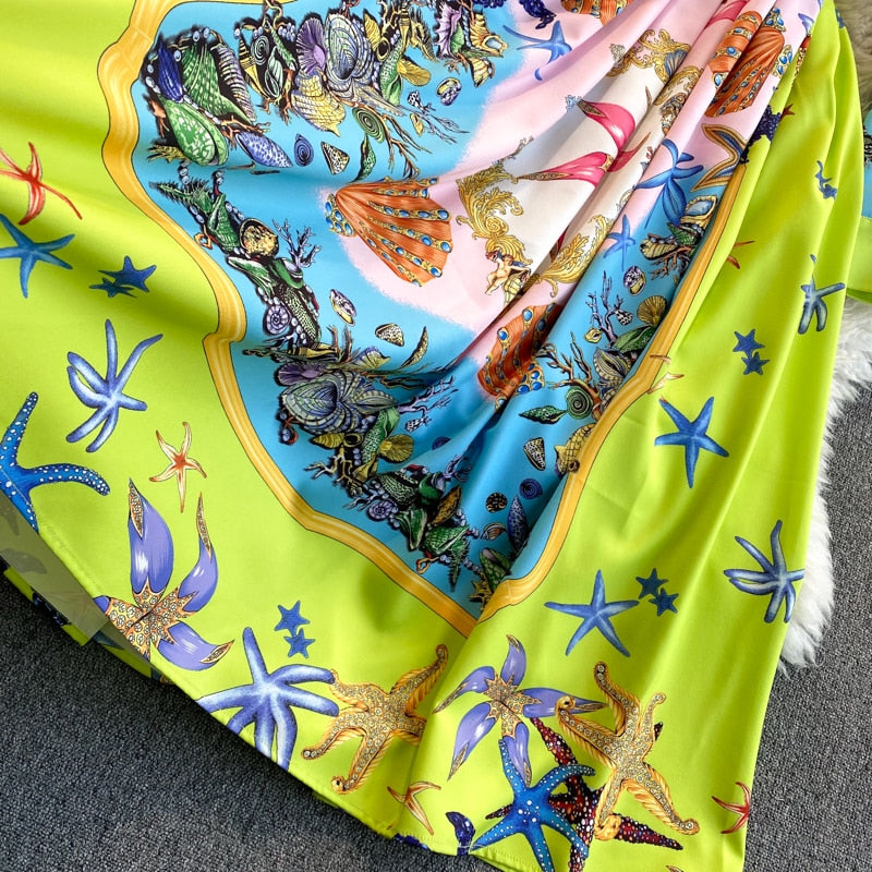 Dam Midiklänning Bohemisk A-Line Polyester med Skruvad Krage-3