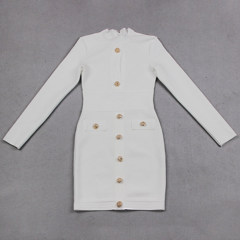 Kvinna Miniklänning Turtleneck Långa Ärmar Polyester Elegant-3