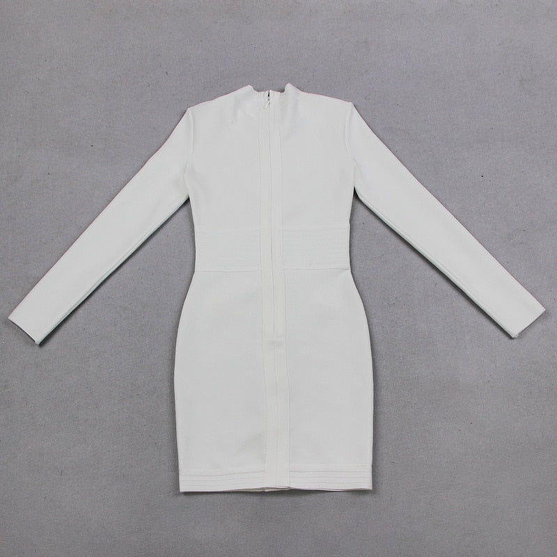 Kvinna Miniklänning Turtleneck Långa Ärmar Polyester Elegant-4