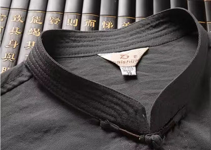 Dam Linne med Långa Ärmar Bomullsblandning-5