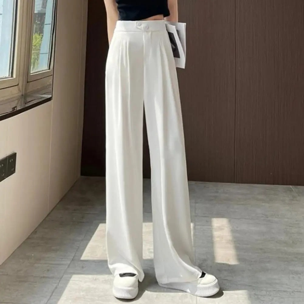 Baggy Byxor Dam Hög Midja i Lätt Material – Avslappnad Passform för Sommarens Varma Dagar 8