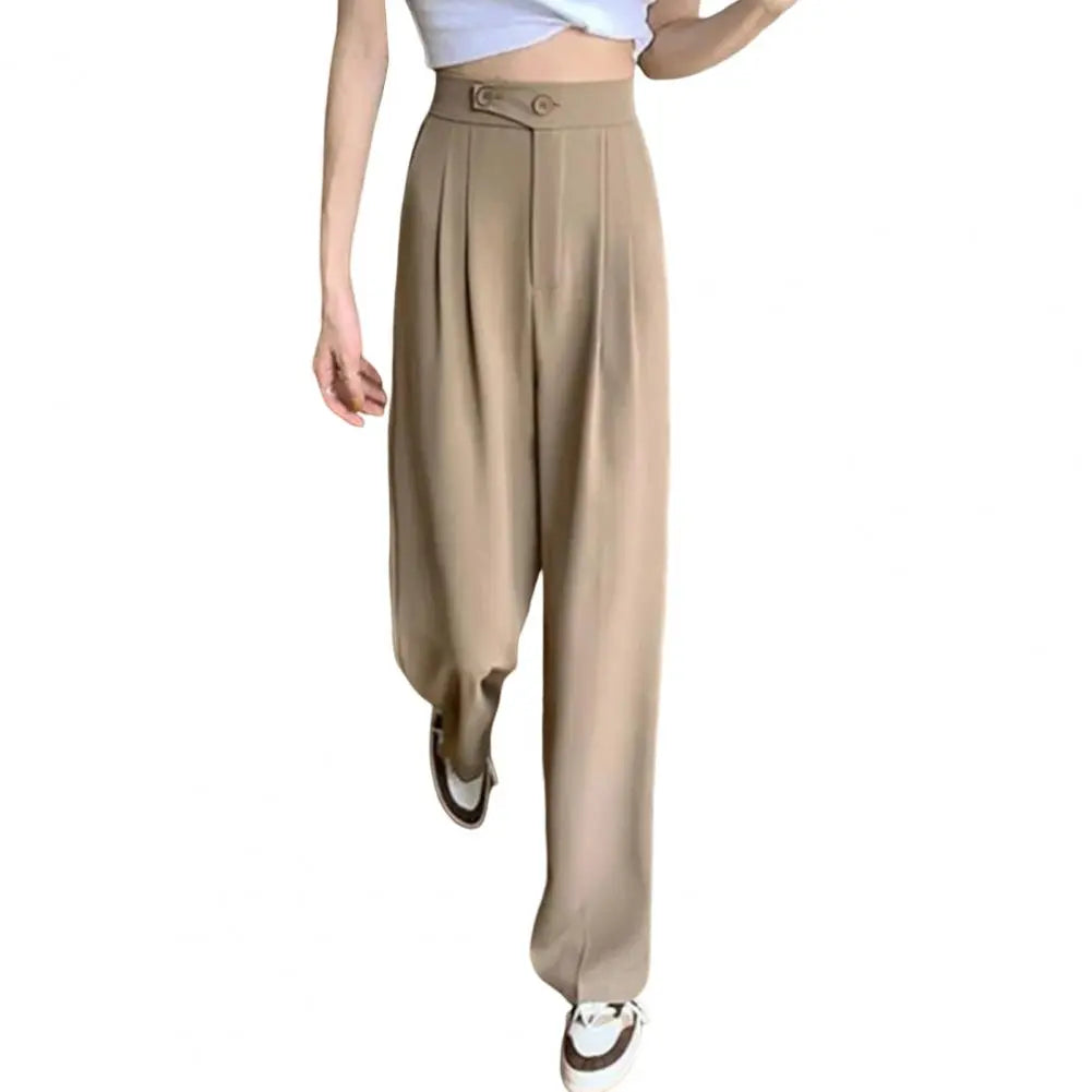 Baggy Byxor Dam Hög Midja i Lätt Material – Avslappnad Passform för Sommarens Varma Dagar 4