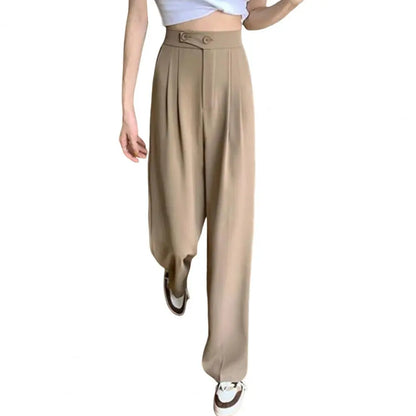 Baggy Byxor Dam Hög Midja i Lätt Material – Avslappnad Passform för Sommarens Varma Dagar 4