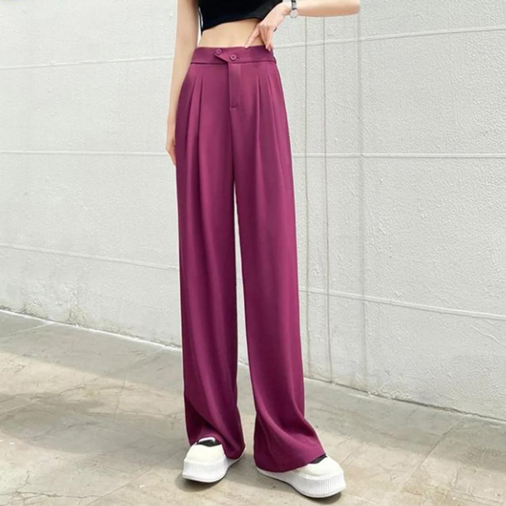 Baggy Byxor Dam Hög Midja i Lätt Material – Avslappnad Passform för Sommarens Varma Dagar 10