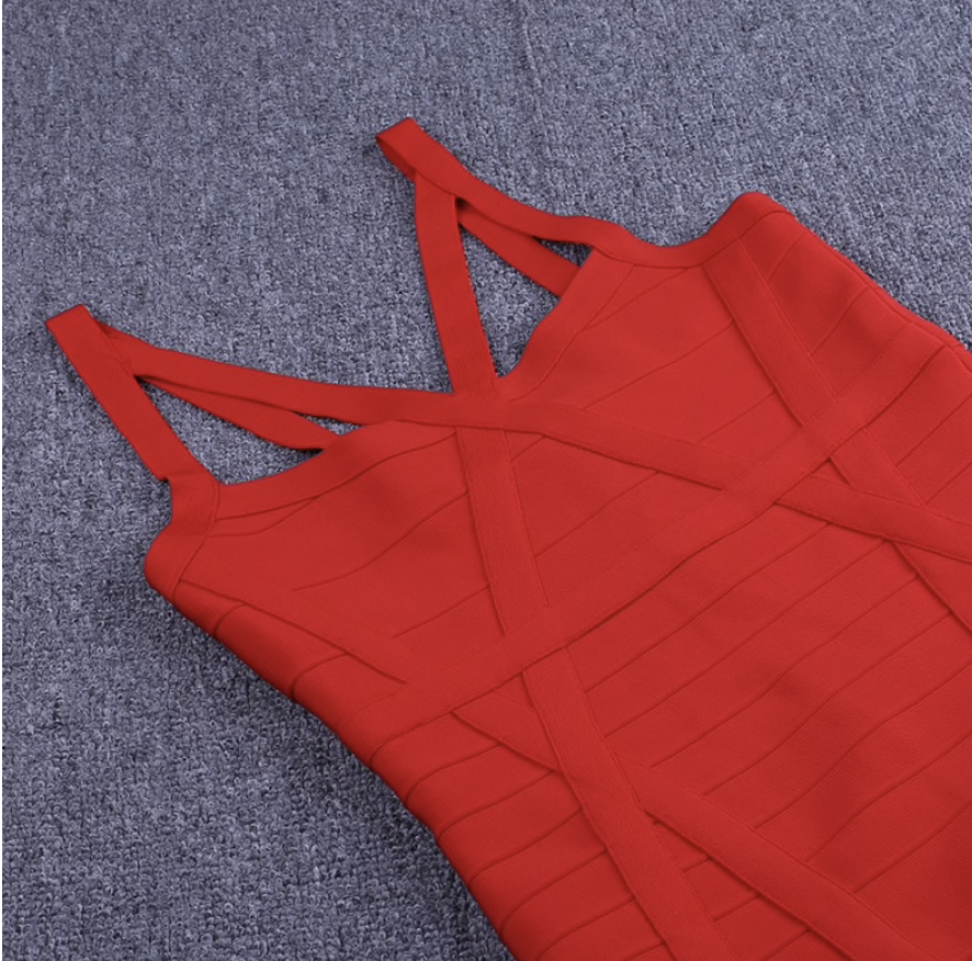 Dam Klänning Bandage Hjärtformad Halsringning Elastiskt Material-4