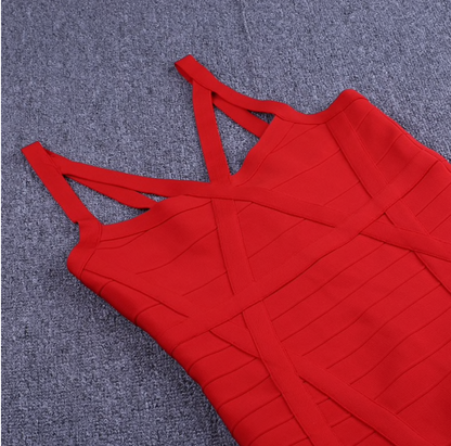 Dam Klänning Bandage Hjärtformad Halsringning Elastiskt Material-4