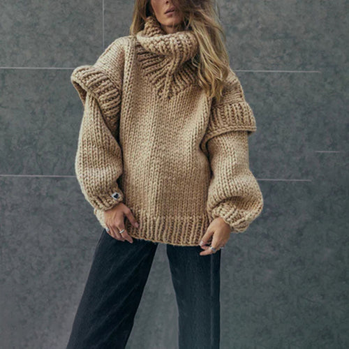 Dam Överdimensionerad Tröja Bomull och Akryl Lång Ärme-1