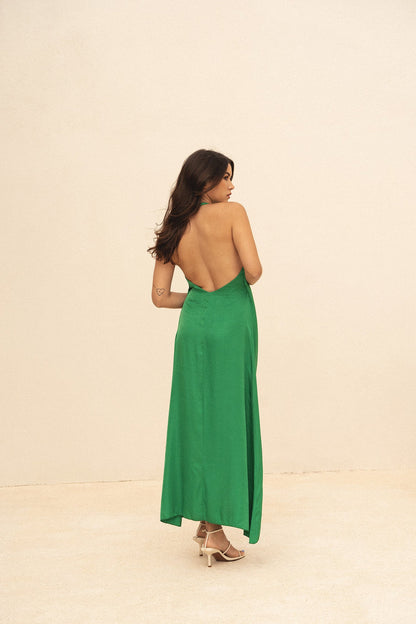 Dam Klänning Minimalistisk Öppen Rygg Viskos-3