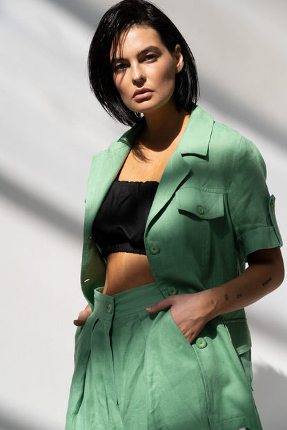 Variant image for Herrskjorta Avslappnad Linne 100% Linne Överdimensionerad Silhuett-1