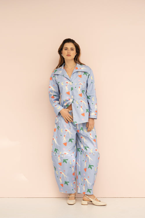 Dam Byxor Rundad Form Dolda Knappar 100% Bomull-1