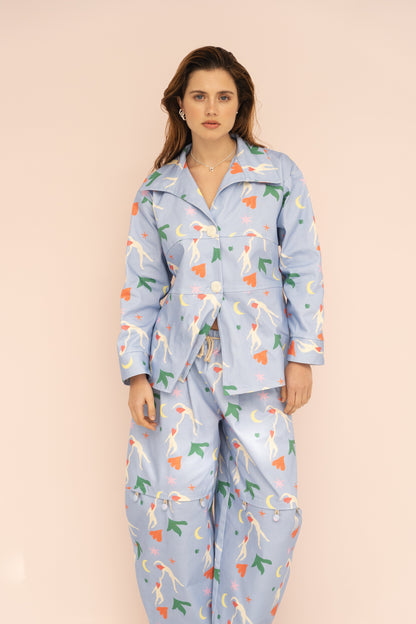 Dam Byxor Rundad Form Dolda Knappar 100% Bomull-4