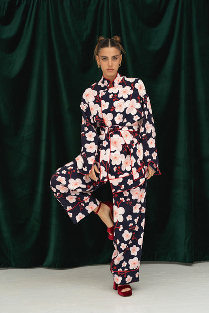 Herrbyxor Rak Snitt med Elastisk Midja och Blommönster-1