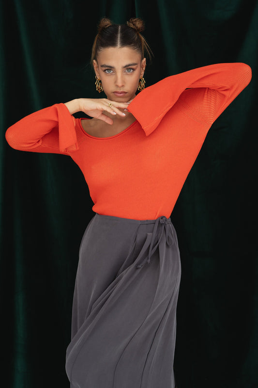 Dam Lång Tröja Asymmetrisk Krage 100% Bomull-1