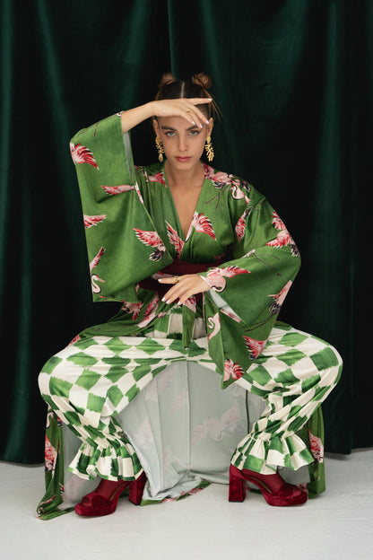 Dam Byxor Sammet Modern Med Elastisk Midja och Sidofickor-2